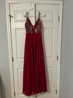 Jovani Red Size 8 Plunge A-line Dress on Queenly