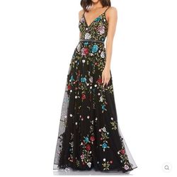 Style 5400 Mac Duggal Multicolor Size 8 Sequined A-line Spaghetti Strap Ball gown on Queenly