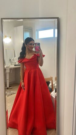 Jovani Red Size 0 Prom Jersey Ball gown on Queenly
