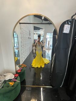 Tania casini Yellow Size 6 Swoop Ball gown on Queenly