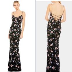 Style 10890 Mac Duggal Multicolor Size 2 Bridesmaid Sheer Prom Floral Straight Dress on Queenly