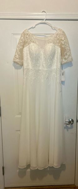 JJs House White Size 16 Ivory Wedding Jersey 50 Off A-line Dress on Queenly