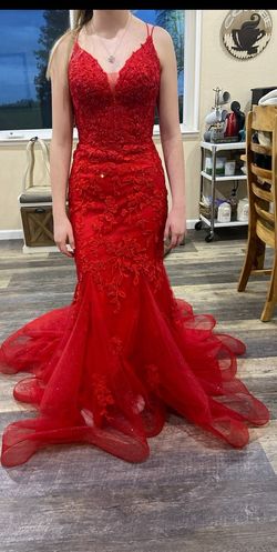 Amarra Red Size 0 50 Off Pageant Jersey Short Height Ball gown on Queenly