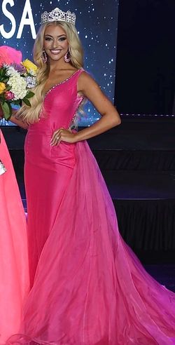 Sherri Hill Pink Size 2 Pageant Plunge Medium Height Train Dress on Queenly