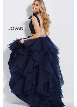 Style 31884 Jovani Blue Size 4 Prom Plunge Ball gown on Queenly