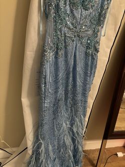 Portia and Scarlett Blue Size 6 Pageant Side slit Dress on Queenly