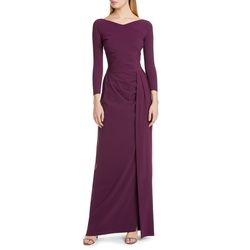 Style Litonya Chiara Boni Red Size 2 Black Tie Burgundy Sleeves Floor Length Straight Dress on Queenly