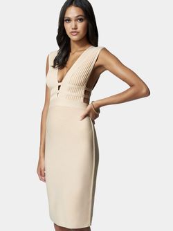 Bebe Nude Size 4 Jersey Cocktail Dress on Queenly