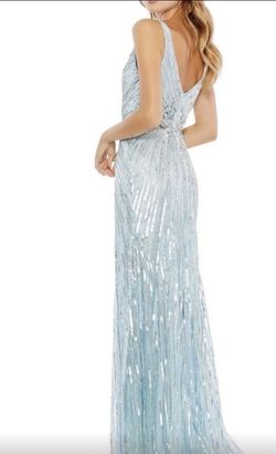 Style 5386 Mac Duggal Blue Size 10 Sequined Medium Height A-line Dress on Queenly