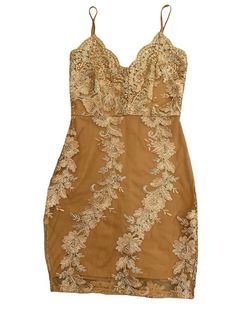 Windsor Gold Size 8 Plunge Jersey Cocktail Dress on Queenly