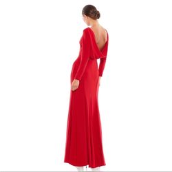 Mac Duggal Red Size 10 Floor Length Mini Jersey Straight Dress on Queenly