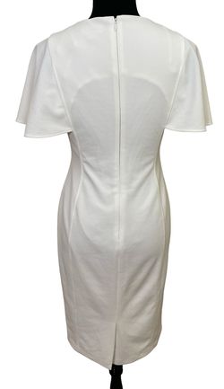 Calvin Klein White Size 4 Engagement Jersey High Neck Straight Dress on Queenly