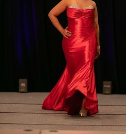 Style Don’t remember Sherri Hill Red Size 8 Floor Length Medium Height Jersey Short Height Mermaid Dress on Queenly