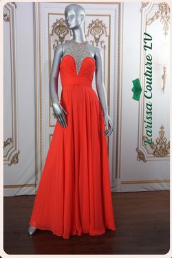 Style LCLV -OR001 Larissa Couture LV Orange Size 6 Tulle Sweetheart Silk Straight Dress on Queenly
