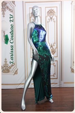 Style LCLV - MULTI002 Larissa Couture LV Multicolor Size 6 Floor Length Sequined Side slit Dress on Queenly