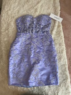 Sherri Hill Purple Size 2 Mini Lace Strapless Cocktail Dress on Queenly