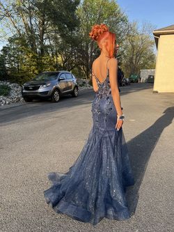 Style 05839 Jovani Blue Size 4 Prom Navy Mermaid Dress on Queenly