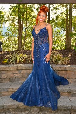 Style 05839 Jovani Blue Size 4 Navy Mermaid Dress on Queenly