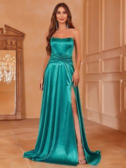 Style FSWD1945 Faeriesty Green Size 4 Floor Length Tall Height Satin Fswd1945 Prom Straight Dress on Queenly