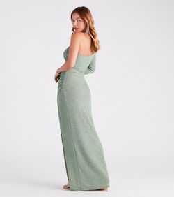 Style 05002-7420 Windsor Green Size 0 Wedding Guest Prom Side slit Dress on Queenly