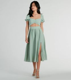 Style 05101-3190 Windsor Green Size 0 Tulle Sleeves Mini Side slit Dress on Queenly