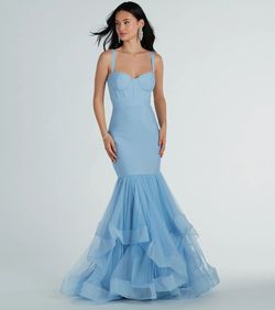 Style 05005-0122 Windsor Blue Size 0 Floor Length Corset 05005-0122 Sheer Mermaid Dress on Queenly