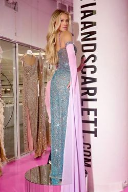 Style PS24858C Portia and Scarlett Silver Size 12 Floor Length Ps24858c Tall Height Side slit Dress on Queenly