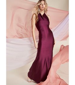 Style 05002-7721 Windsor Purple Size 8 Jersey Halter Mermaid Dress on Queenly