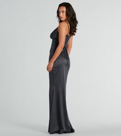 Style 05002-7979 Windsor Nude Size 0 Bridesmaid Satin Floor Length 05002-7979 Corset Mermaid Dress on Queenly
