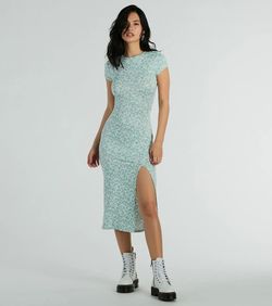 Style 05102-5653 Windsor Green Size 0 Floral High Neck 05102-5653 Side slit Dress on Queenly