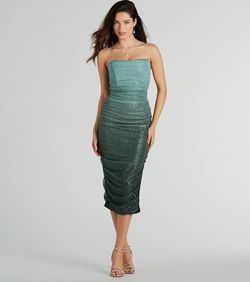 Style 05101-3127 Windsor Green Size 0 Sorority Strapless Side slit Dress on Queenly