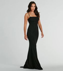 Style 05002-8472 Windsor Black Size 4 Jersey Teal Prom Corset Bridesmaid Mermaid Dress on Queenly