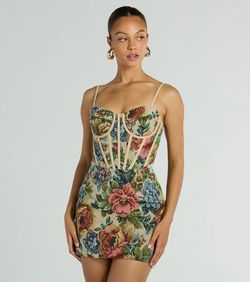 Style 05101-3191 Windsor Multicolor Size 4 Jersey Pattern Floral Tall Height Straight Dress on Queenly