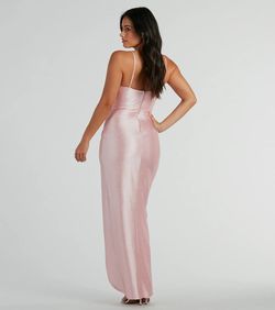 Style 05002-8055 Windsor Pink Size 4 Jersey Floor Length Side slit Dress on Queenly