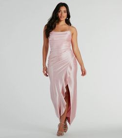 Style 05002-8055 Windsor Pink Size 4 Mini Padded Spaghetti Strap 05002-8055 Side slit Dress on Queenly