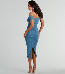 Style 05101-2623 Windsor Blue Size 8 Mini 05101-2623 Sheer Cut Out Side slit Dress on Queenly