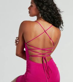Style 05101-3214 Windsor Pink Size 0 Sorority Spaghetti Strap Backless Side slit Dress on Queenly