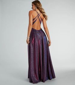 Style 05002-8019 Windsor Purple Size 0 Padded A-line Spaghetti Strap Jersey Straight Dress on Queenly