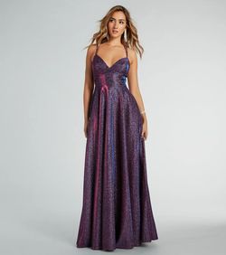 Style 05002-8019 Windsor Purple Size 0 Pockets Ball Gown Floor Length Straight Dress on Queenly
