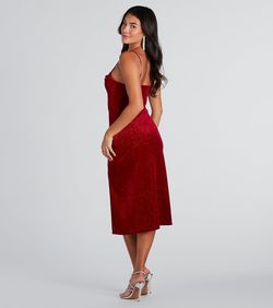 Style 05101-2895 Windsor Red Size 8 Spaghetti Strap Velvet Party 05101-2895 Side slit Dress on Queenly