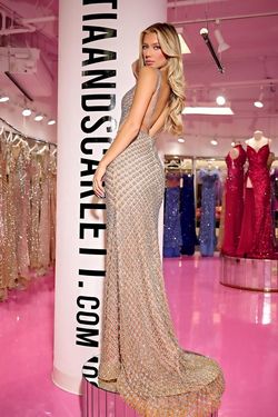 Style PS24871C Portia and Scarlett Silver Size 12 Side slit Dress on Queenly
