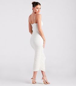 Style 05001-1540 Windsor White Size 4 Sorority Strapless Spaghetti Strap Side slit Dress on Queenly