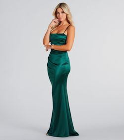 Style 05002-7924 Windsor Green Size 8 Wedding Guest 05002-7924 Spaghetti Strap Jersey Mermaid Dress on Queenly