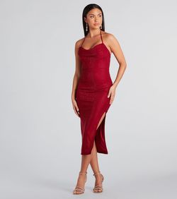 Style 05001-2011 Windsor Red Size 0 05001-2011 Halter Sheer Side slit Dress on Queenly