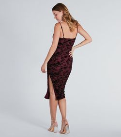 Style 05101-2838 Windsor Purple Size 4 Velvet Floral Jersey Side slit Dress on Queenly