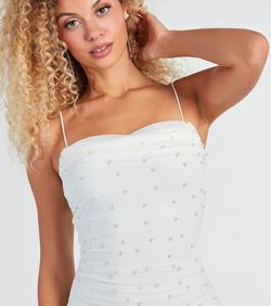 Style 05101-2951 Windsor White Size 12 Jersey Sheer Plus Size Tall Height Sorority Cocktail Dress on Queenly