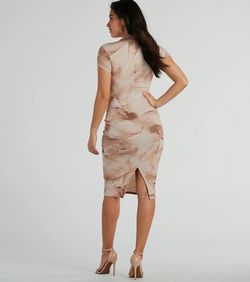 Style 05102-5535 Windsor Nude Size 0 Tall Height Sheer Sorority Side slit Dress on Queenly