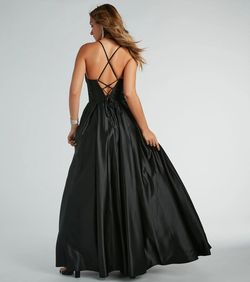 Style 05004-0196 Windsor Black Size 2 Quinceanera Floor Length Corset Sheer Straight Dress on Queenly