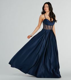 Style 05004-0197 Windsor Blue Size 2 Prom Tall Height 05004-0197 Sweet 16 Satin Straight Dress on Queenly