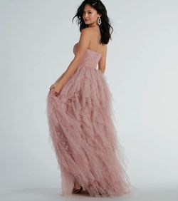 Style 05002-8208 Windsor Pink Size 8 Military Tulle Sweetheart Floor Length Straight Dress on Queenly